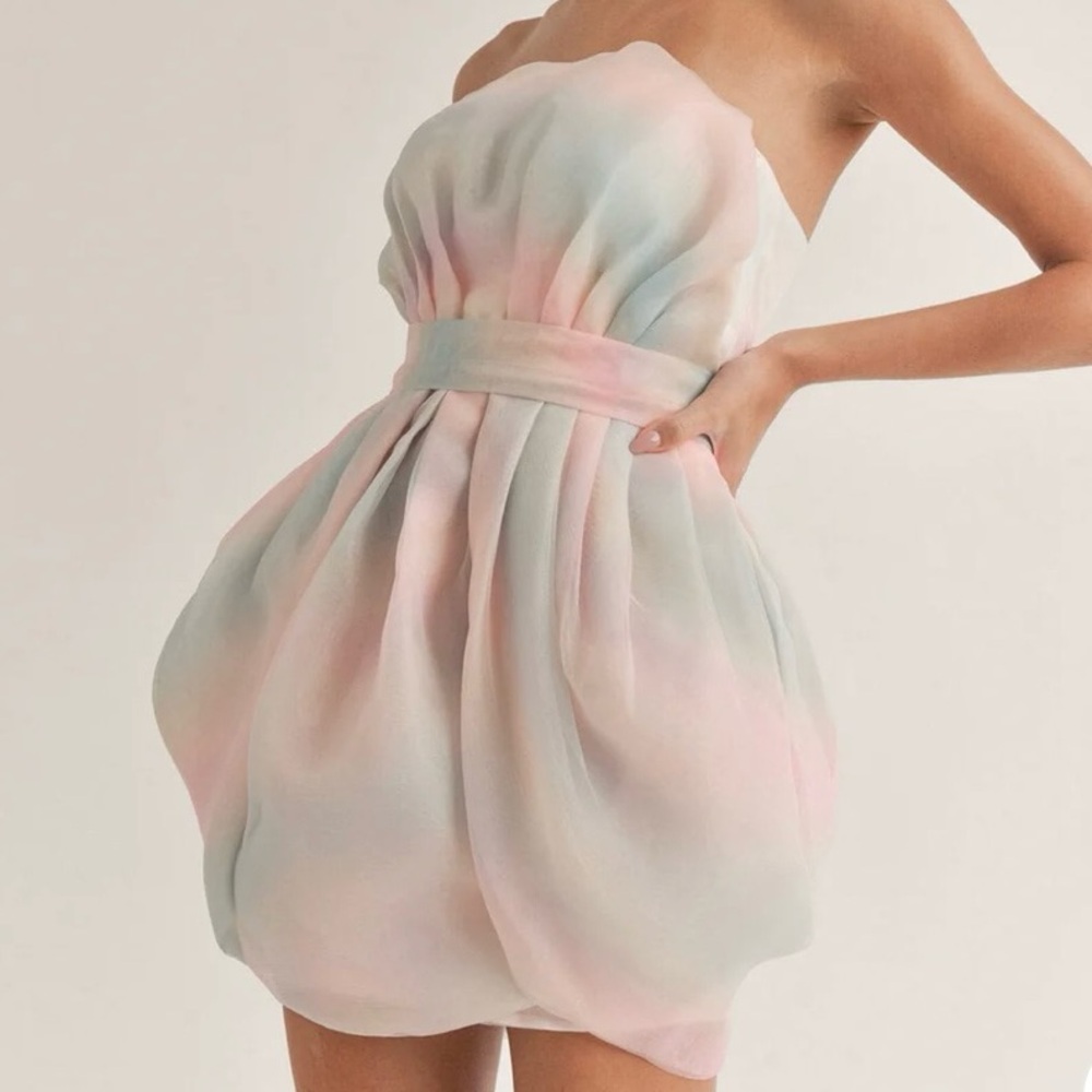 Elegant Pastel Strapless Mini Dress